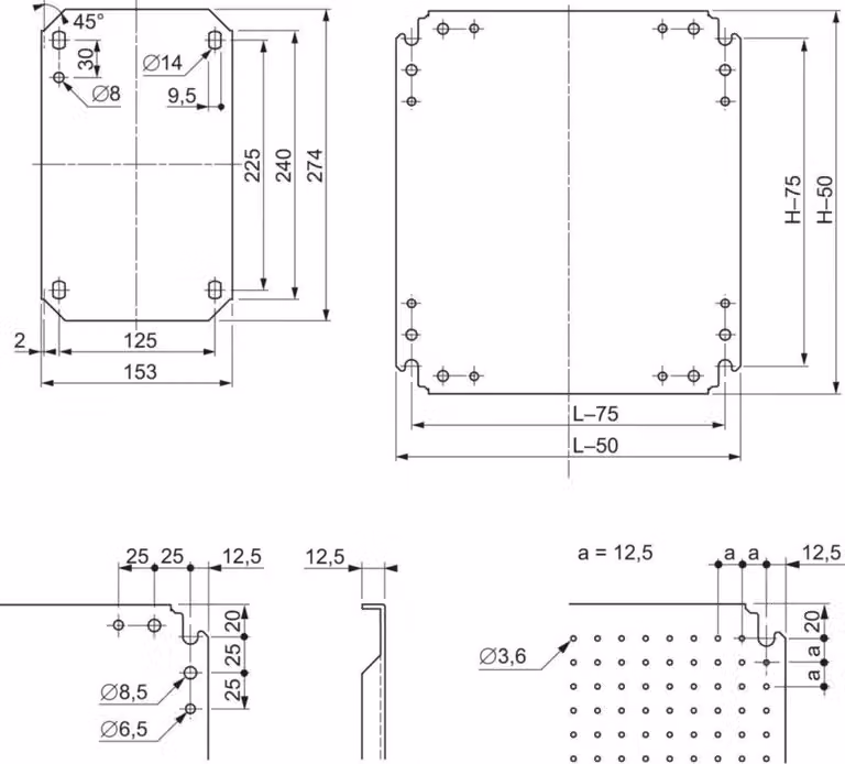 Piastra di montaggio Schneider Electric con microperforazioni NSYMF32