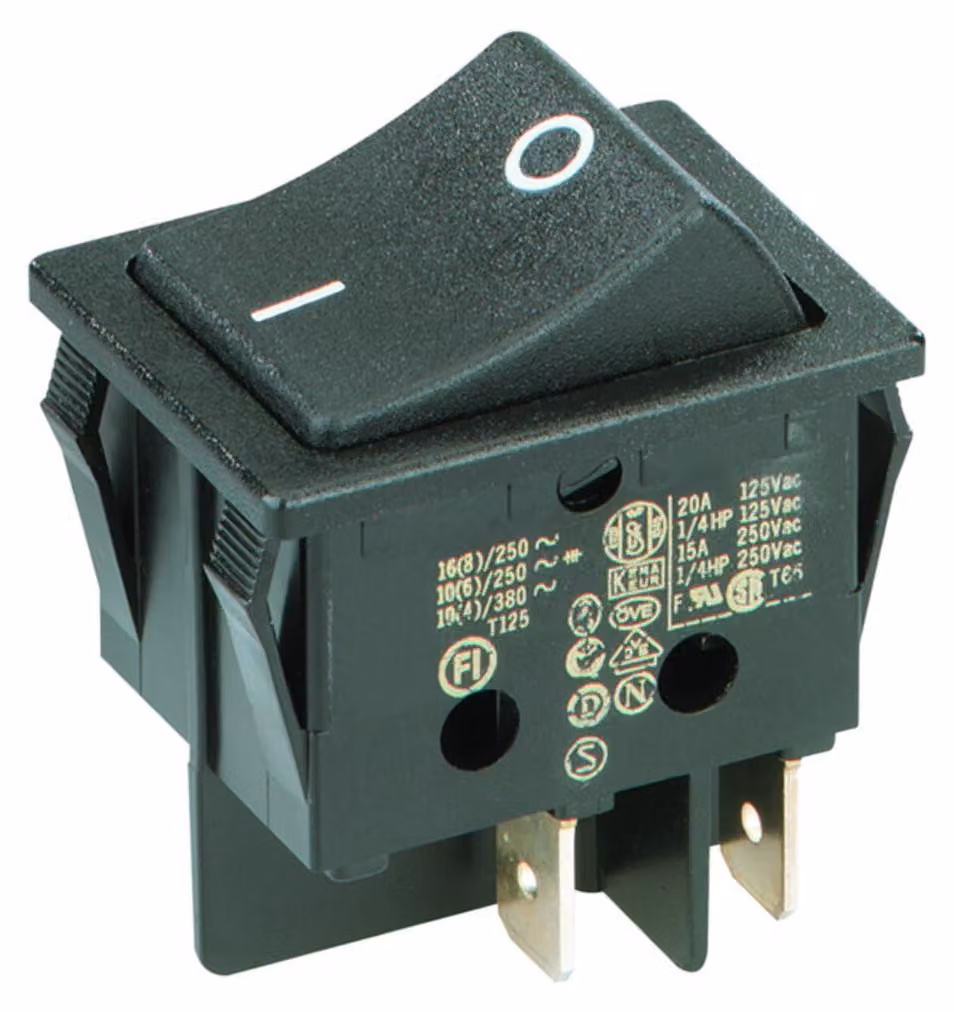 Interruttore a bilanciere EB nero, 16 (8)A250V 2 pezzi - Interruttore miniaturizzato 924.095