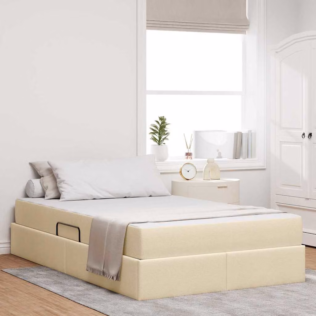 Letto con contenitore e materasso vidaXL beige e nero L/P/H: 200 x 120 x 43,5 cm