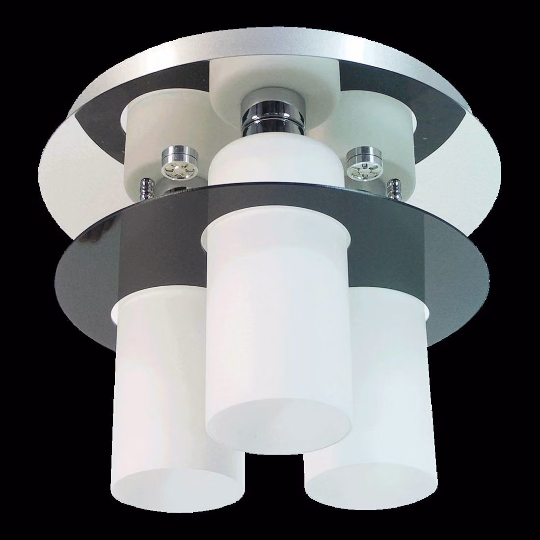 Plafoniera MACAO 3xE27/40W+3xLED3W, argento/bianco opale, Ø: 40 H: 31 cm, attacco E27