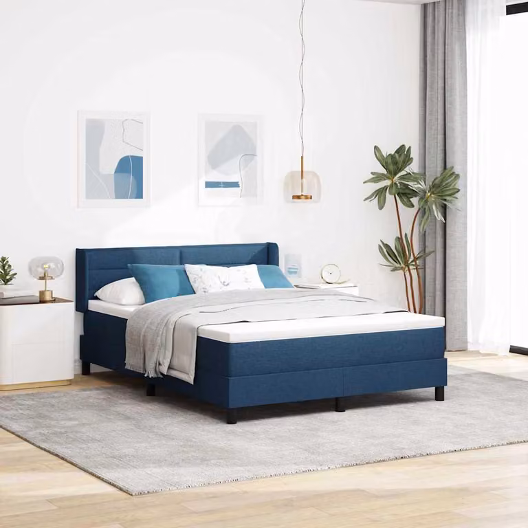 Maison Exclusive - Letto boxspring con testiera blu 200 x 140 cm in tessuto