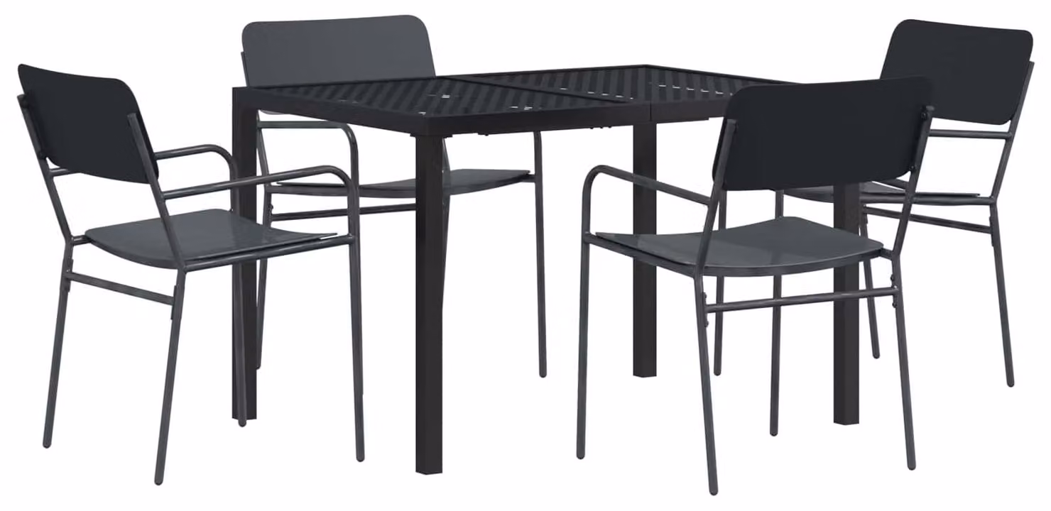 Set di mobili da giardino, 5 pezzi, acciaio antracite