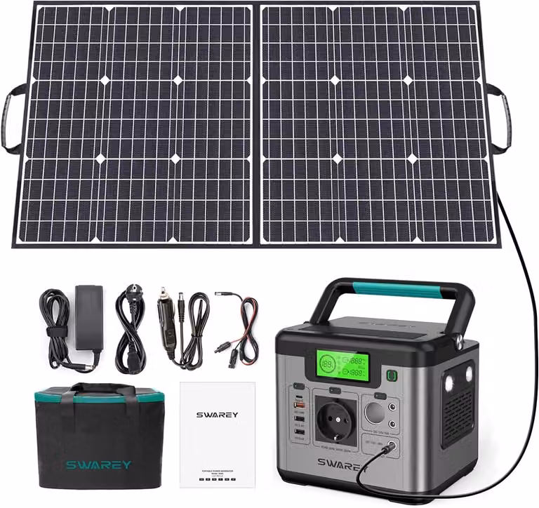 SWAREY S500 Pro Stazione di alimentazione portatile Powerstation 518Wh/144000mAh Generatore solare Caricabatteria Caricabatteria Generatore di energia Accumulo solare con pannelli solari da 100W Sistemi solari Caricabatteria solare Cella solare Box Powerb