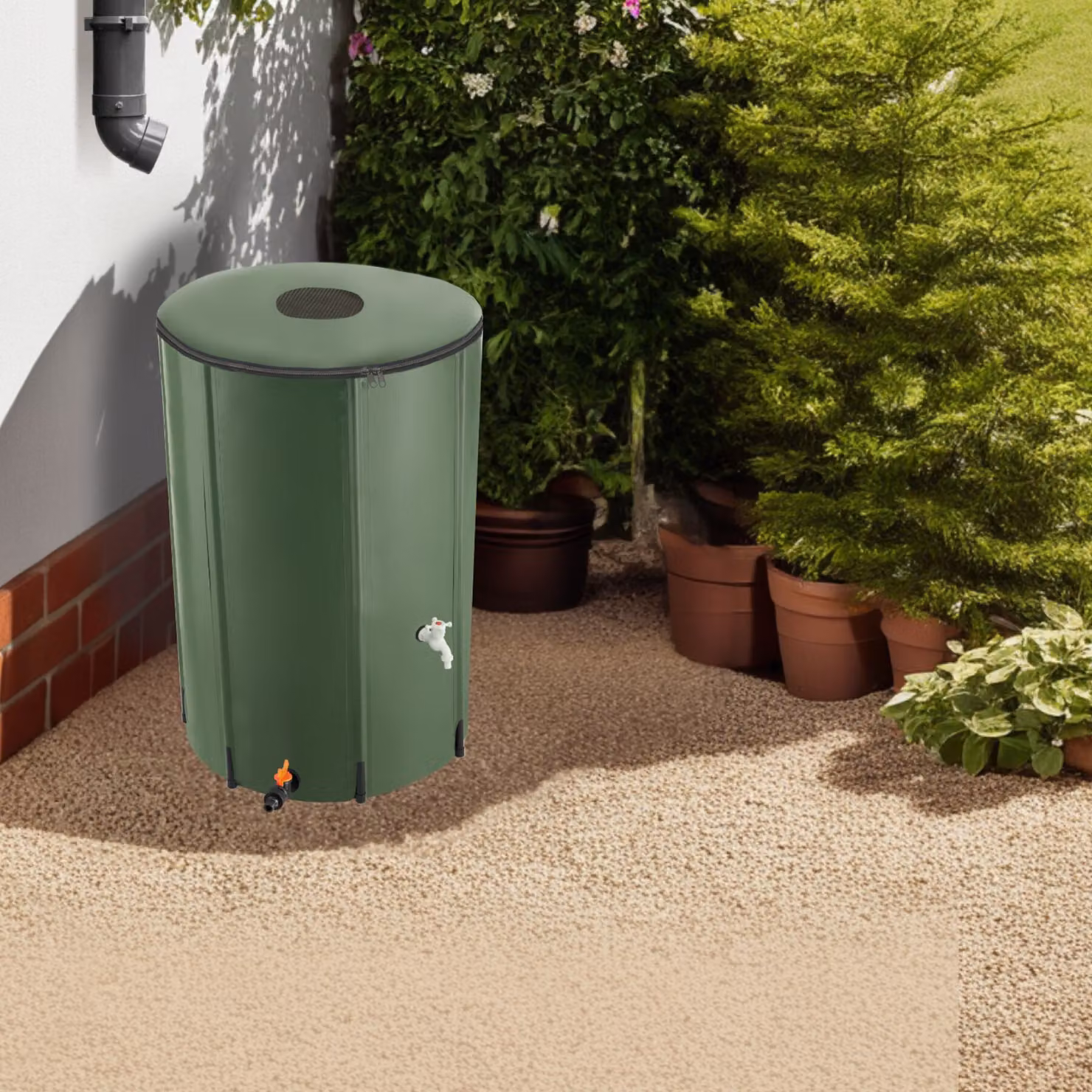 Contenitore per acqua piovana Tectake verde con capacità di 380 l – 3