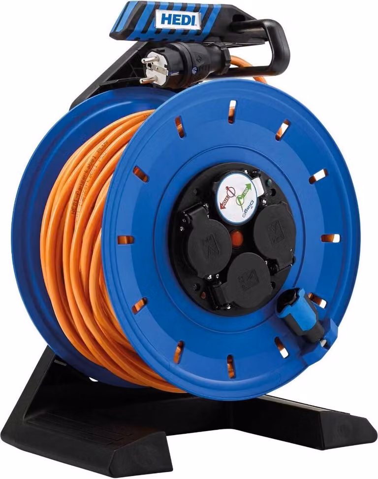 HEDI K740Q2TF, tamburo per cavi interamente in plastica, modello "Generazione 7", lunghezza 40 metri, per uso in cantiere e all'esterno