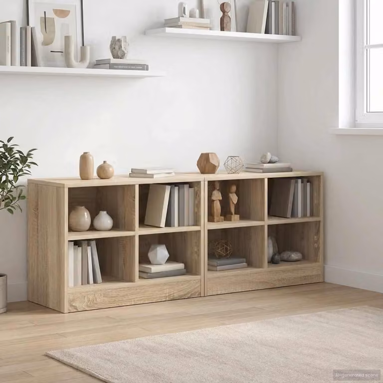 Set di 2 armadietti per letto vidaXL in colore Rovere Sonoma, L 66 cm x P 33 cm x H 48 cm