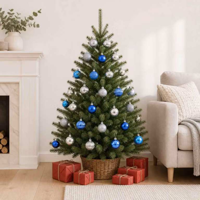 vidaXL Set di Palline di Natale 100 pz Blu e argento 4 cm Polistirolo