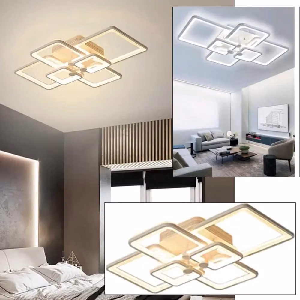 Plafoniera Led Trade Shop C26-b3c Bianca con Design Geometrico a 6 Quadrati, Potenza 70W, Temperatura Colore Regolabile CCT da 3000k a 6500k – 2