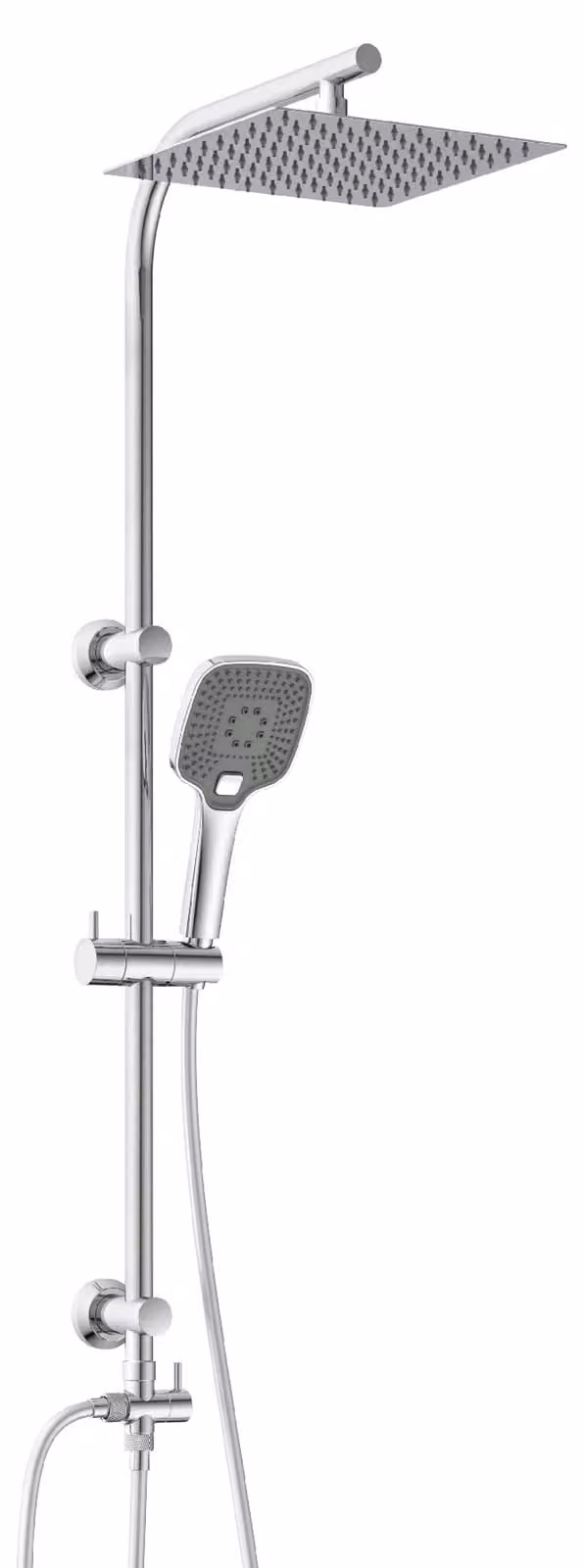 Set doccia 2-in-1 con soffione a pioggia da 300x300 mm e doccetta manuale, finitura cromata