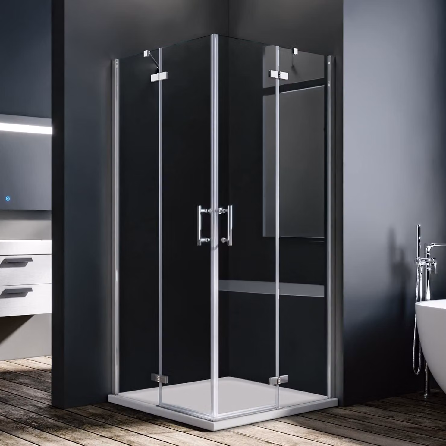 SONNI cabina doccia porta a soffietto 80x80x195cm angolo ingresso bagno angolo doccia porta a battente porta a soffietto nano vetro porta a soffietto a battente