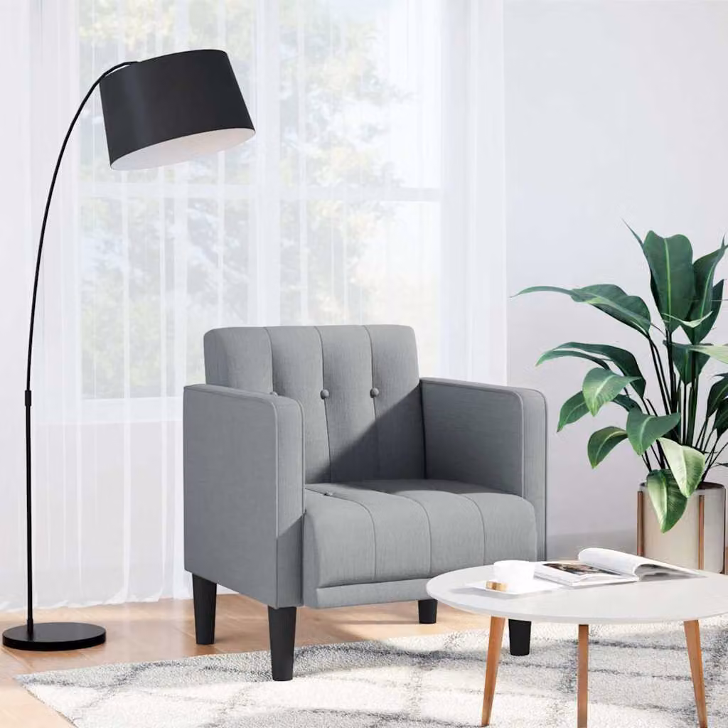 vidaXL Divano Sedia con Braccioli in Tessuto Grigio Moderno L: 74,5 cm, P: 70,5 cm, H: 67 cm