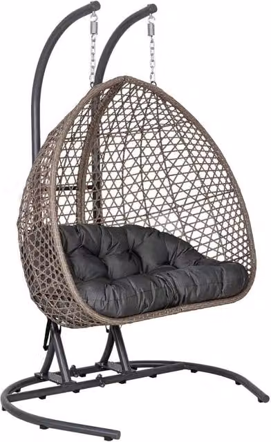 Poltrona sospesa a due posti in alluminio marrone, 133x110x202 cm