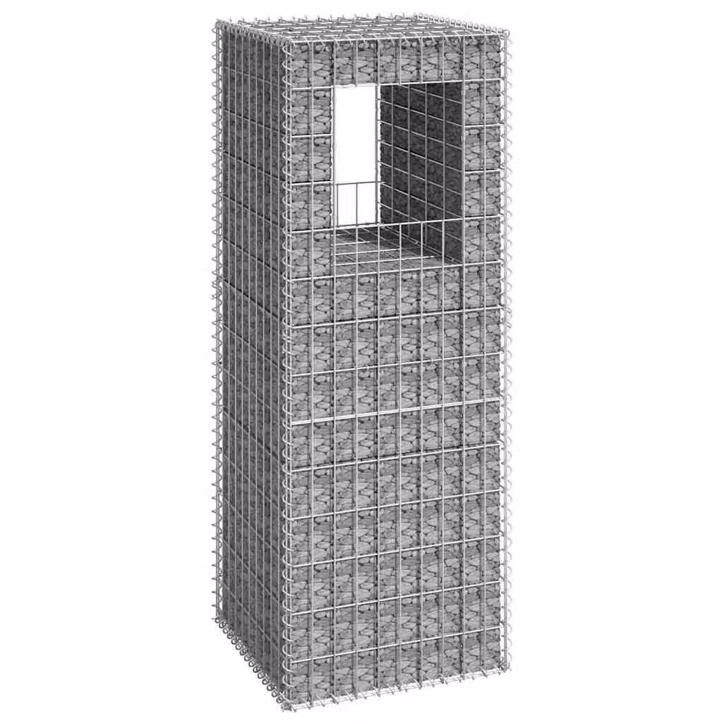 Cesto a gabbione a torre vidaXL in metallo grigio argento, H 140 x L 50 x P 50 cm