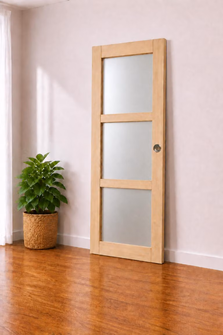 Porta scorrevole in legno Ayous con vetro H204 x L83 cm, Coquilles Gd Menuiseries