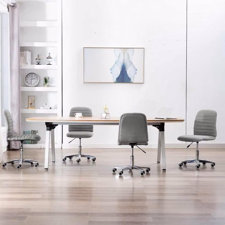 Set di 4 sedie da pranzo moderne vidaXL in tessuto grigio con struttura in legno e metallo