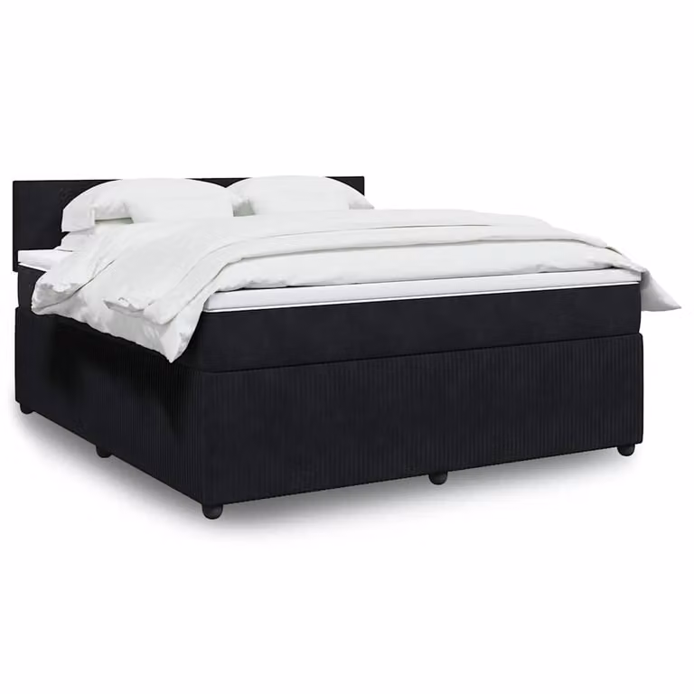 vidaXL Giroletto a Molle con Materasso in Velluto Nero L: 180 cm, P: 200 cm