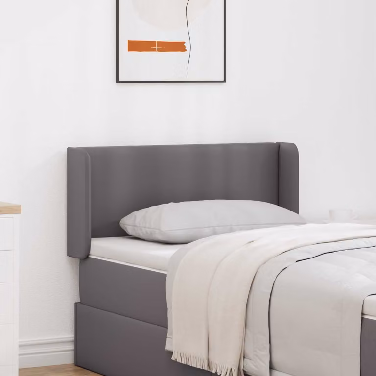 Set di 2 pannelli laterali per testata del letto vidaXL in legno e pelle sintetica grigia