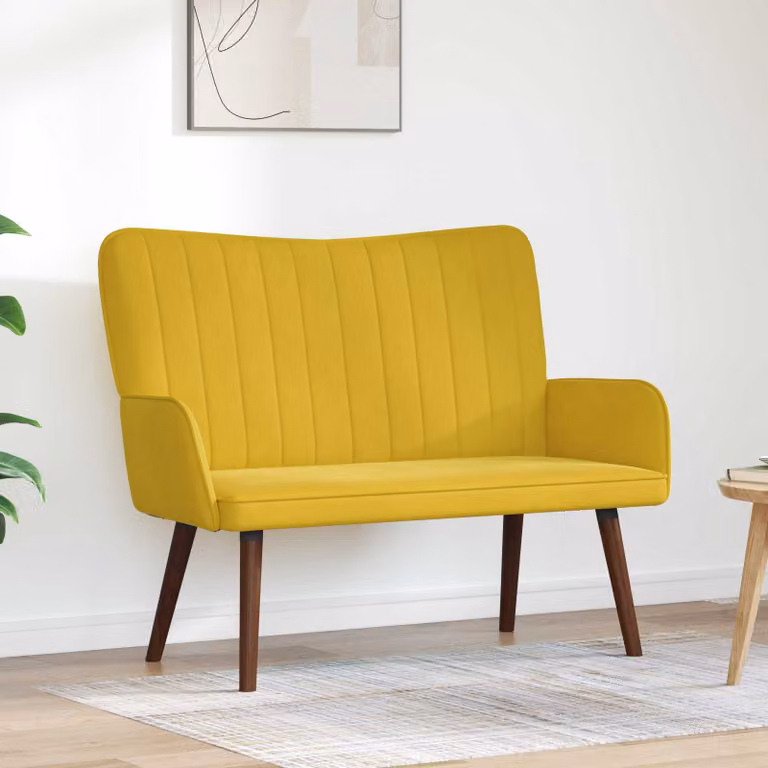 vidaXL Divano a 2 Posti in Velluto Giallo L: 115 cm, P: 61 cm, H: 87 cm
