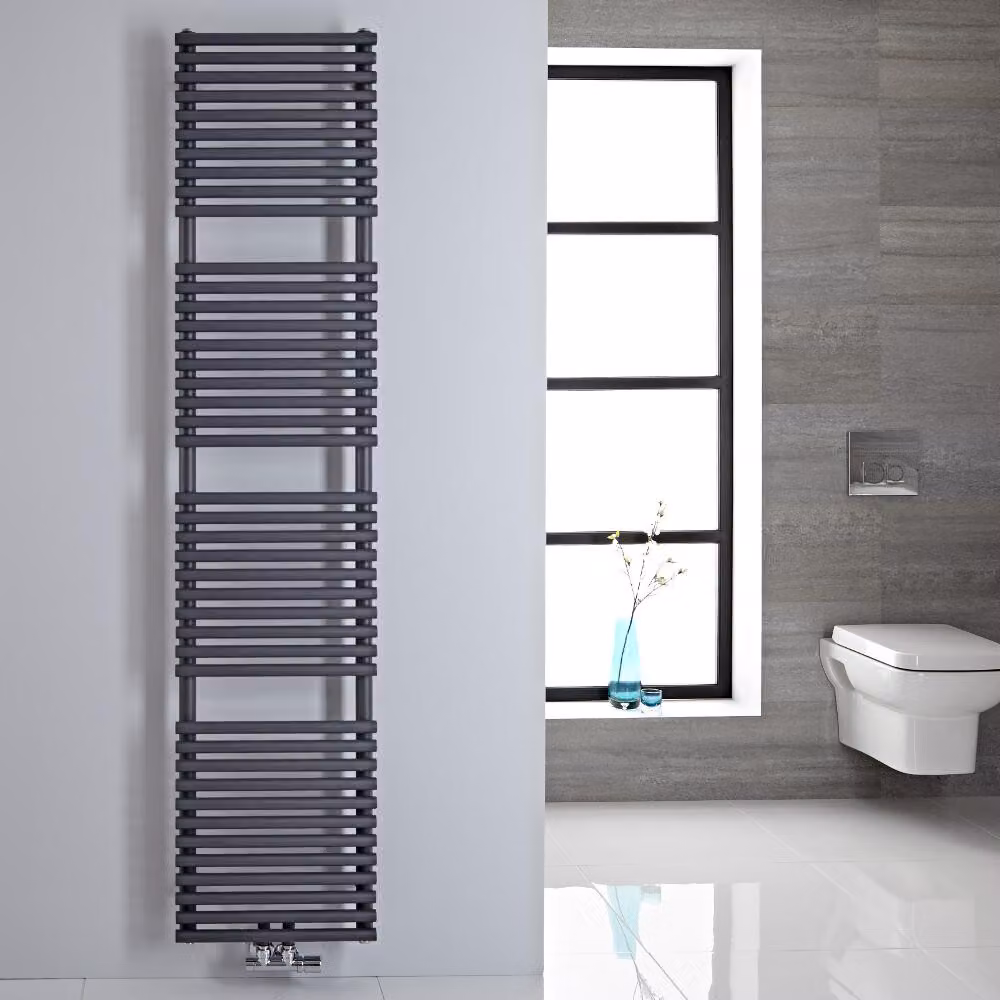 Termoarredo Scaldasalviette Interasse 50mm Attacchi Centrali 5cm Antracite 1800mm x 400mm 350W Tubi Diritti