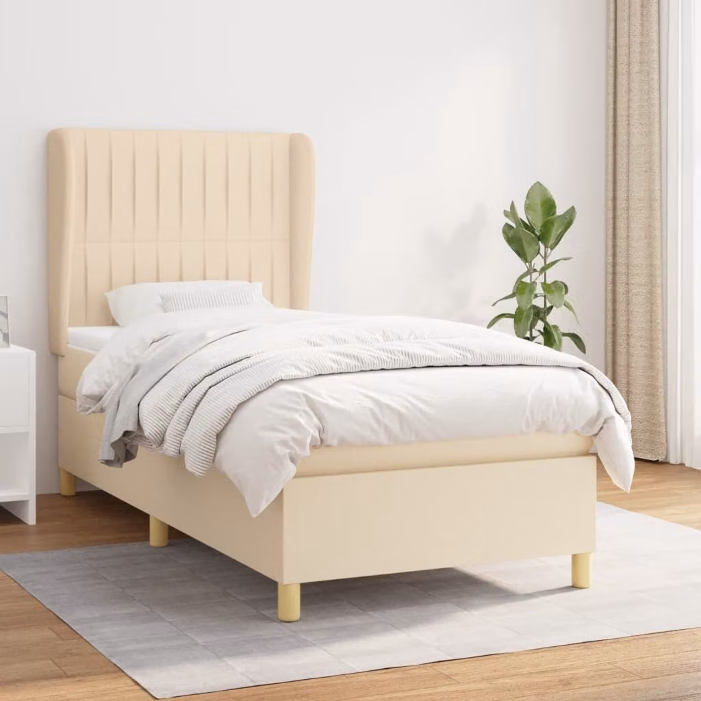Maison Exclusive - Giroletto a Molle con Materasso Crema 100x200 cm in Tessuto