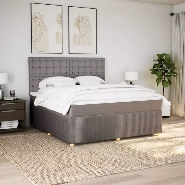 Letto Ibrido con Materasso vidaXL in Tessuto Beige, Bianco o Grigio, L/P: 180 x 200 cm – 1