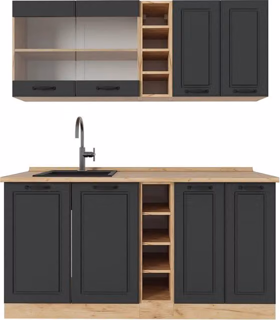 Cucina completa R-Line Vicco colore Antracite e Rovere dorato, L: 160 cm – 1