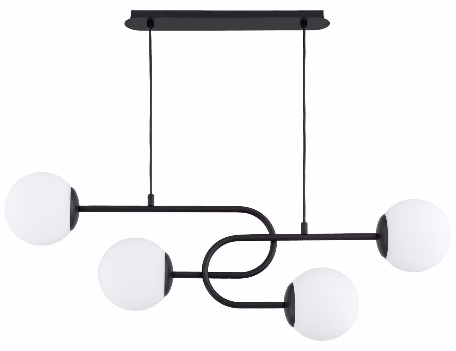 Lampada a sospensione con sfere bianche NARI nera 4xE14x10W in metallo, dimensioni: 60x85x14 cm, IP20, Alfa