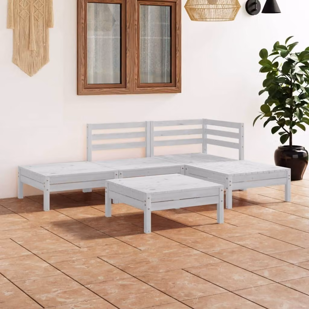 Maison Exclusive - Set Divani da Giardino 5 pz in Legno Massello di Pino Bianco
