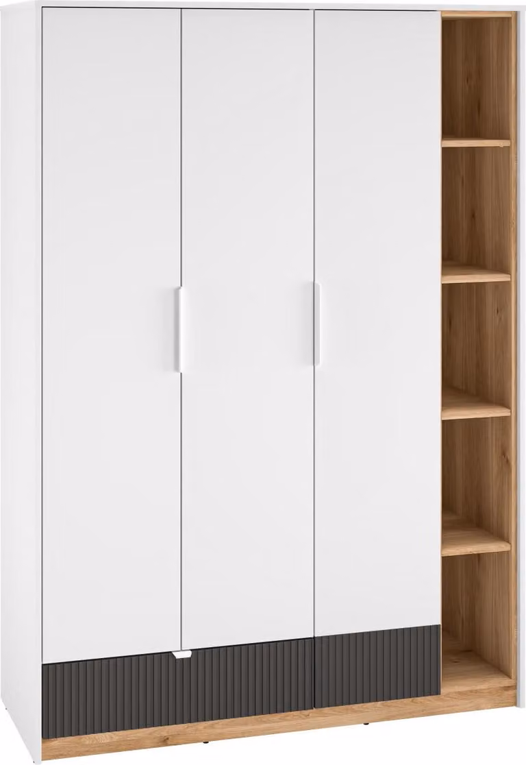 FURNLUX Armadio Torino Grafite E Bianco E Rovere 138cm / Colore principale: Bianco / Dimensioni: 138 x 196 x 53 cm