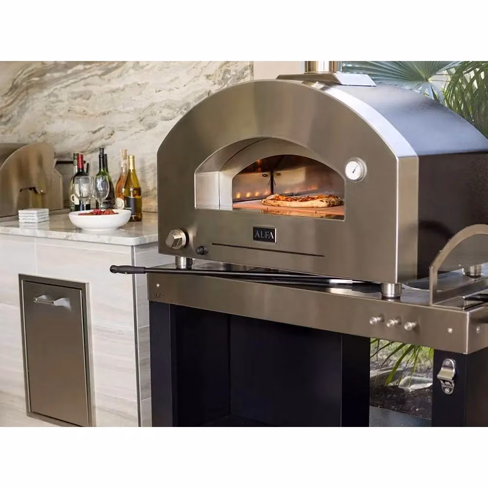 Forno per 2 pizze Alfa Futuro Ibrido professionale in acciaio inox e vetro, gas e legna, colore silver – 2