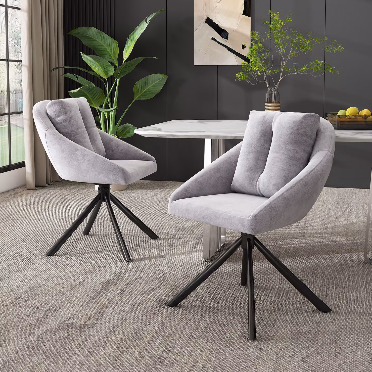 okwish Sedia girevole, poltrona reclinabile (2 pezzi) con cuscino e schienale, poltrona ergonomica, poltrona per la televisione, poltrona imbottita, grigia