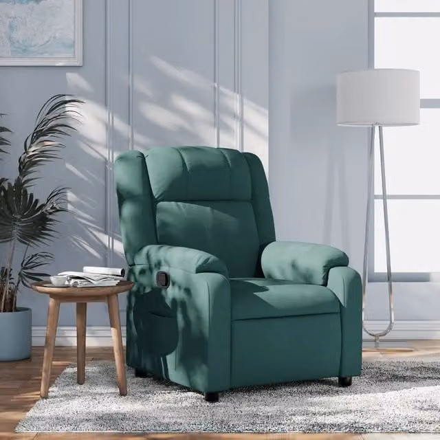 Poltrona Reclinabile Relax vidaXL in Tessuto Verde con Braccioli e Regolazione Manuale – 1
