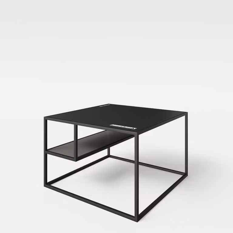 Tavolino - 70 x 70 cm - Grigio - Nero - Struttura in metallo - Con ripiano
