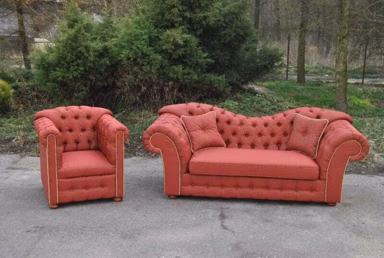 Chesterfield Set 3+1 Sitzer Sofagarnitur Stoff Design Couch Polster Sitz Sofas