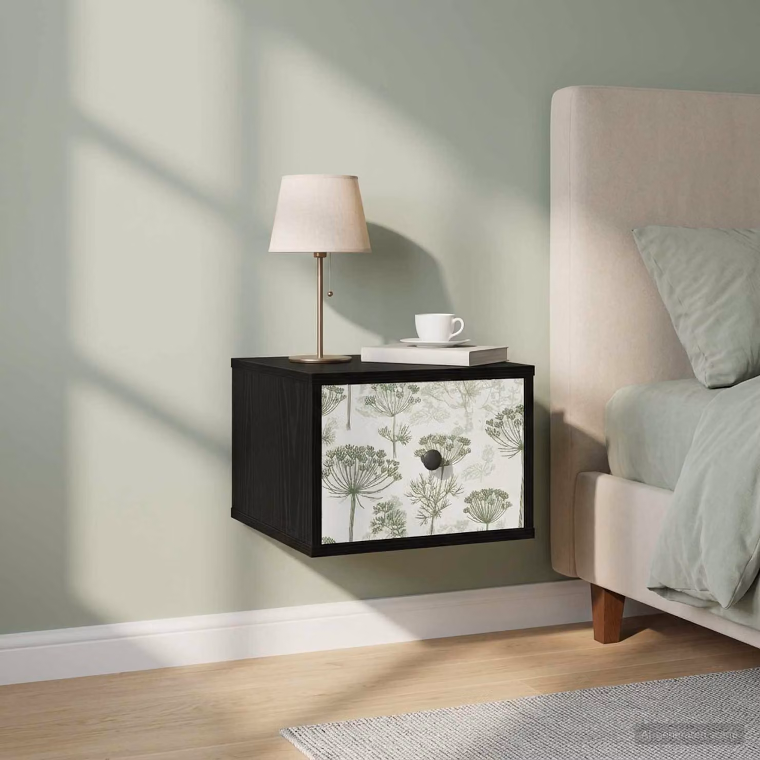 Set di 2 comodini sospesi vidaXL GOTHA in Rovere e Nero con cassetti moderni
