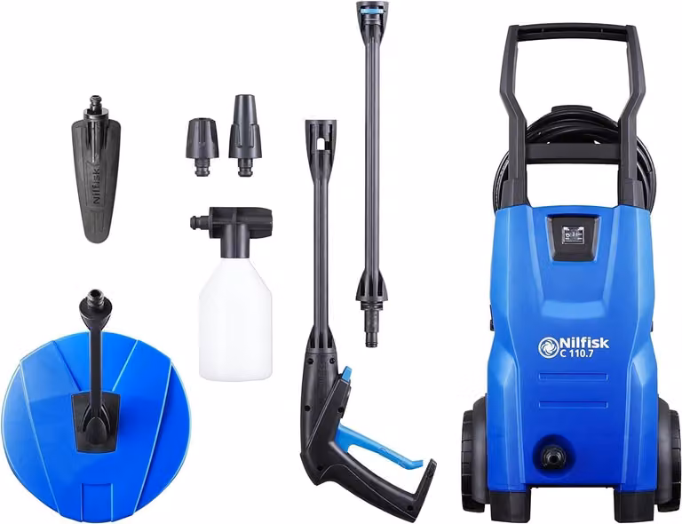 Idropulitrice – Mini idropulitrice – Pulitore per terrazze – Compatta e leggera – Pressione di lavoro: 110 bar