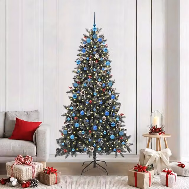 Albero di Natale artificiale verde vidaXL con 300 LED luce bianca calda, Altezza: 210 cm – 1