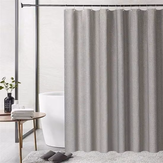 Tenda da bagno in lino grigio 128 x 180 cm
