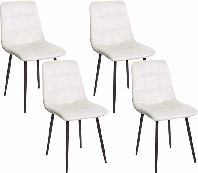 Set di 4 sedie da pranzo BELIANI in velluto grigio e bianco sporco con gambe in metallo nero stile moderno