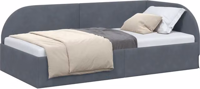 Letto singolo | Letto per adulti | Cornice del letto ad angolo Grigio scuro 80 cm x 200 cm Velluto