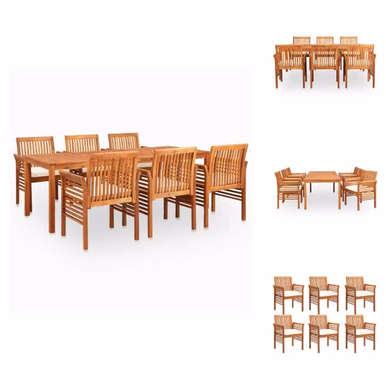 vidaXL Set da pranzo da giardino 7 pezzi con cuscini in legno massiccio di acacia - Set di mobili da giardino