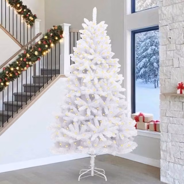 Albero di Natale artificiale 300 LED PVC e Acciaio Bianco 3210119