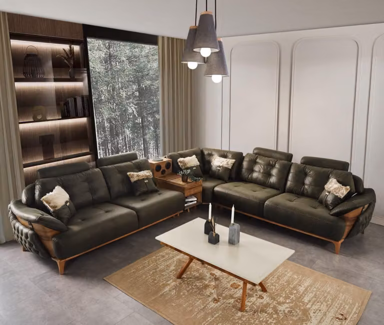 Design Ecksofa U-Form Bettfunktion Couch Textil Sofa Wohnlandschaft Modern