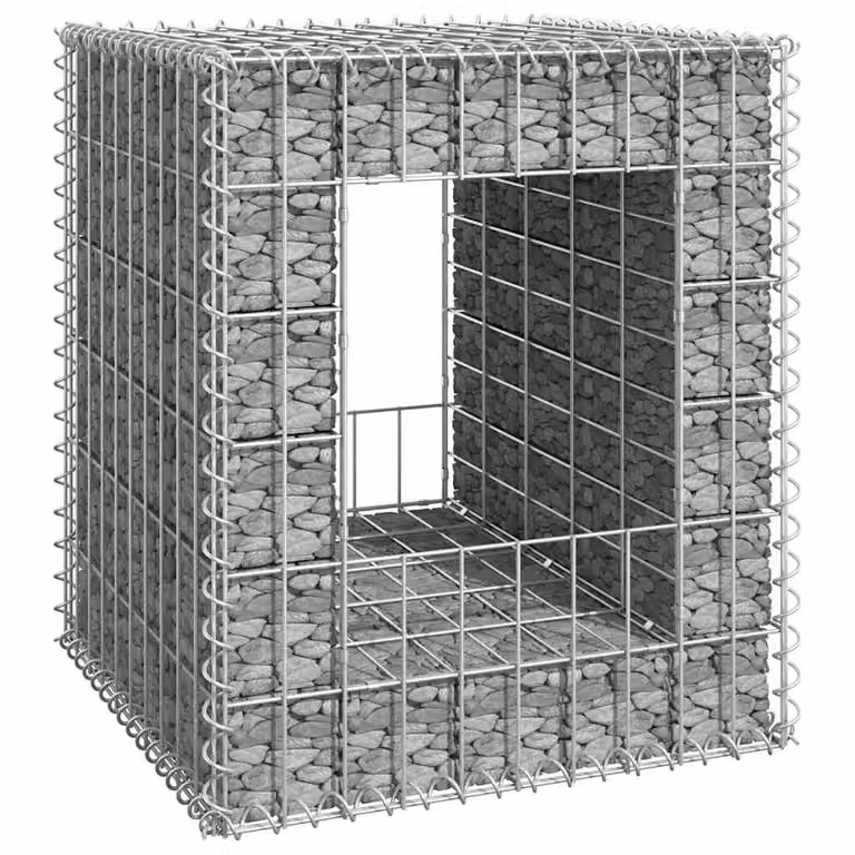 Cesto a gabbione a torre vidaXL in metallo grigio L/P/H: 50 x 50 x 60 cm