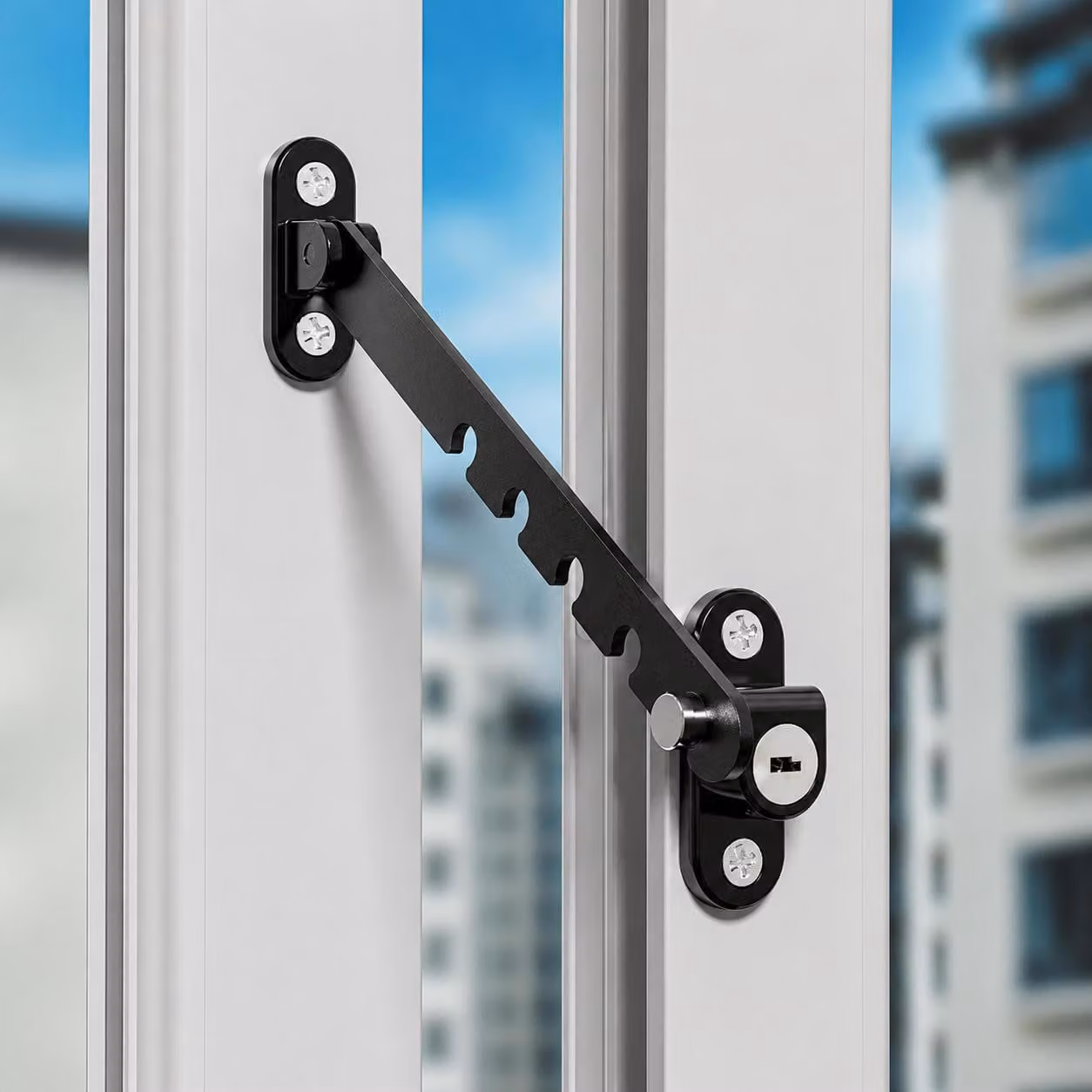 INF Limitatore finestra 5 posizioni acciaio 16cm ventilazione casa 2 pezzi Nero