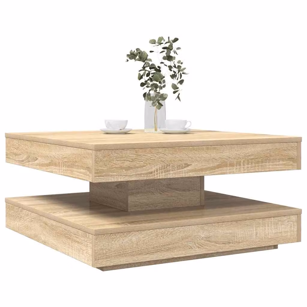 vidaXL Tavolino da Caffè Girevole a 360 Gradi Moderno in Legno Sonoma L/P/H: 70 x 70 x 34,5 cm