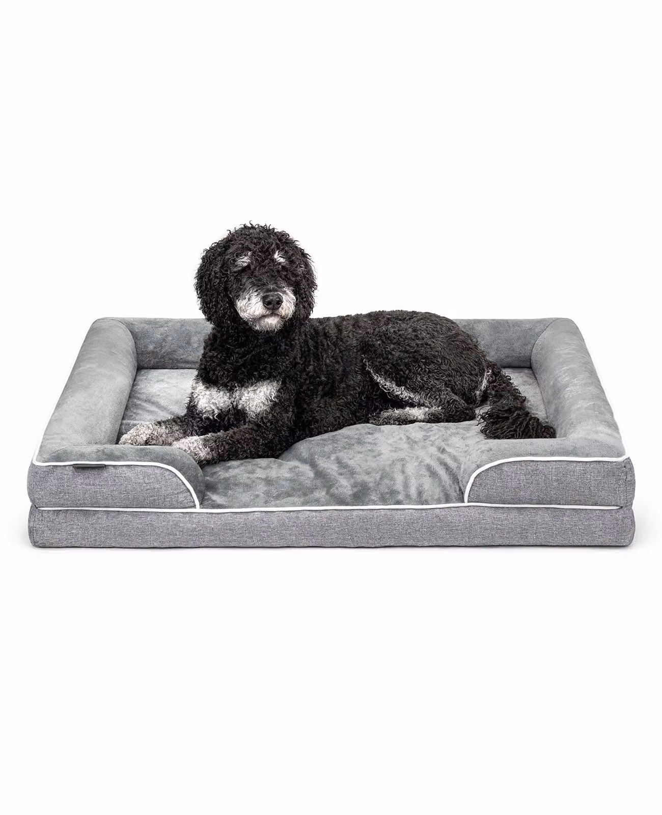 letto per cani lionto premium, letto ortopedico in memory foam con bordo rialzato, rivestimento lavabile e supporto stabile, 106x80x17 cm, grigio