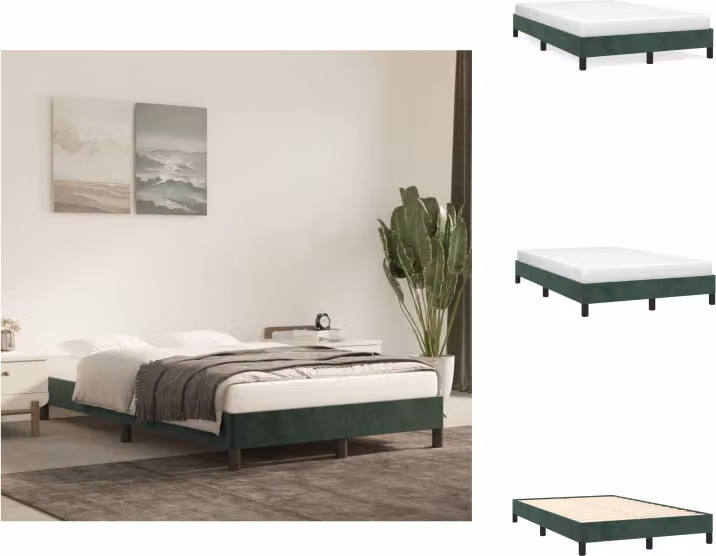 vidaXL Struttura letto verde scuro 120x200 cm in velluto - Letti e strutture letto