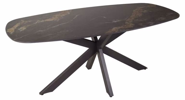 Tavolo da pranzo FURNLUX Spider Marmo Nero e Nero 180 cm / Colore principale: Nero / Dimensioni: 180 x 76 x 90 cm