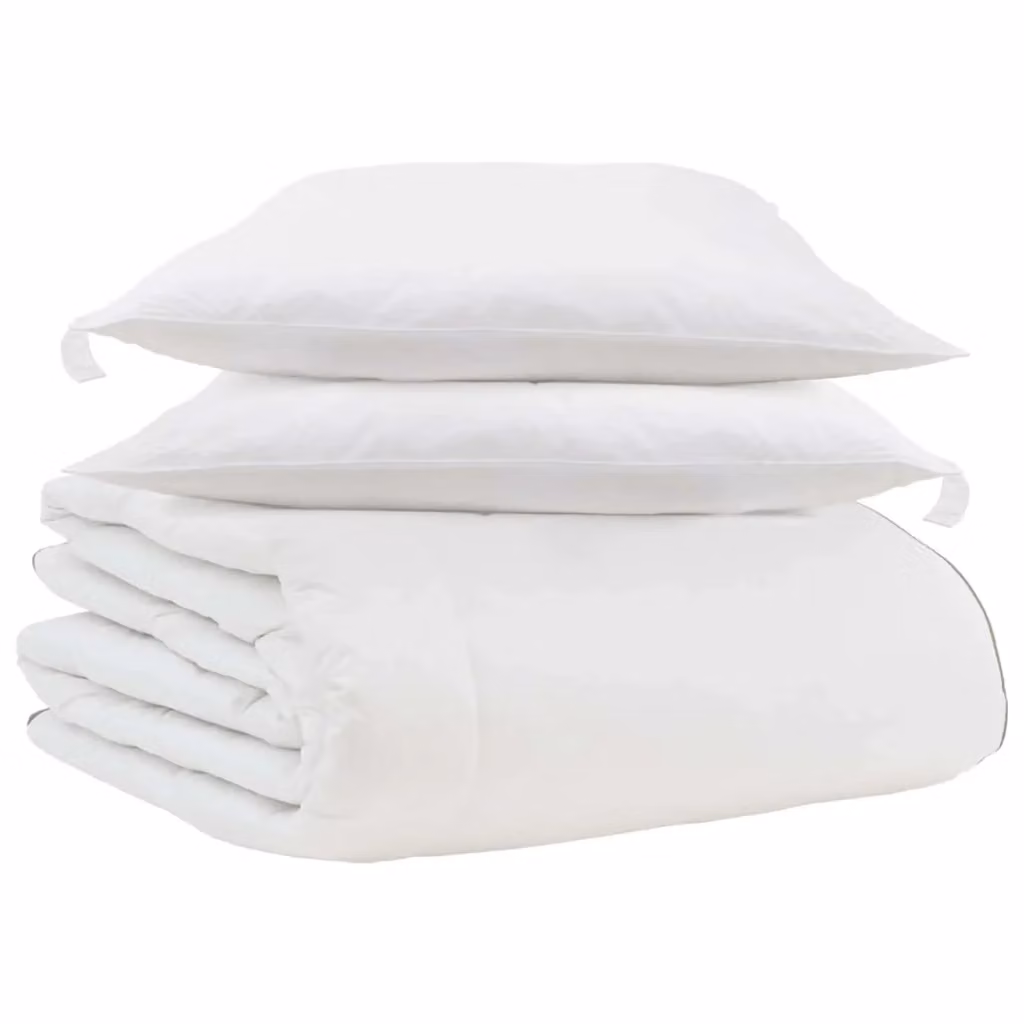Set da letto invernale vidaXL composto da duvet e 2 cuscini in cotone bianco con piuma d'anatra per adulti – 2